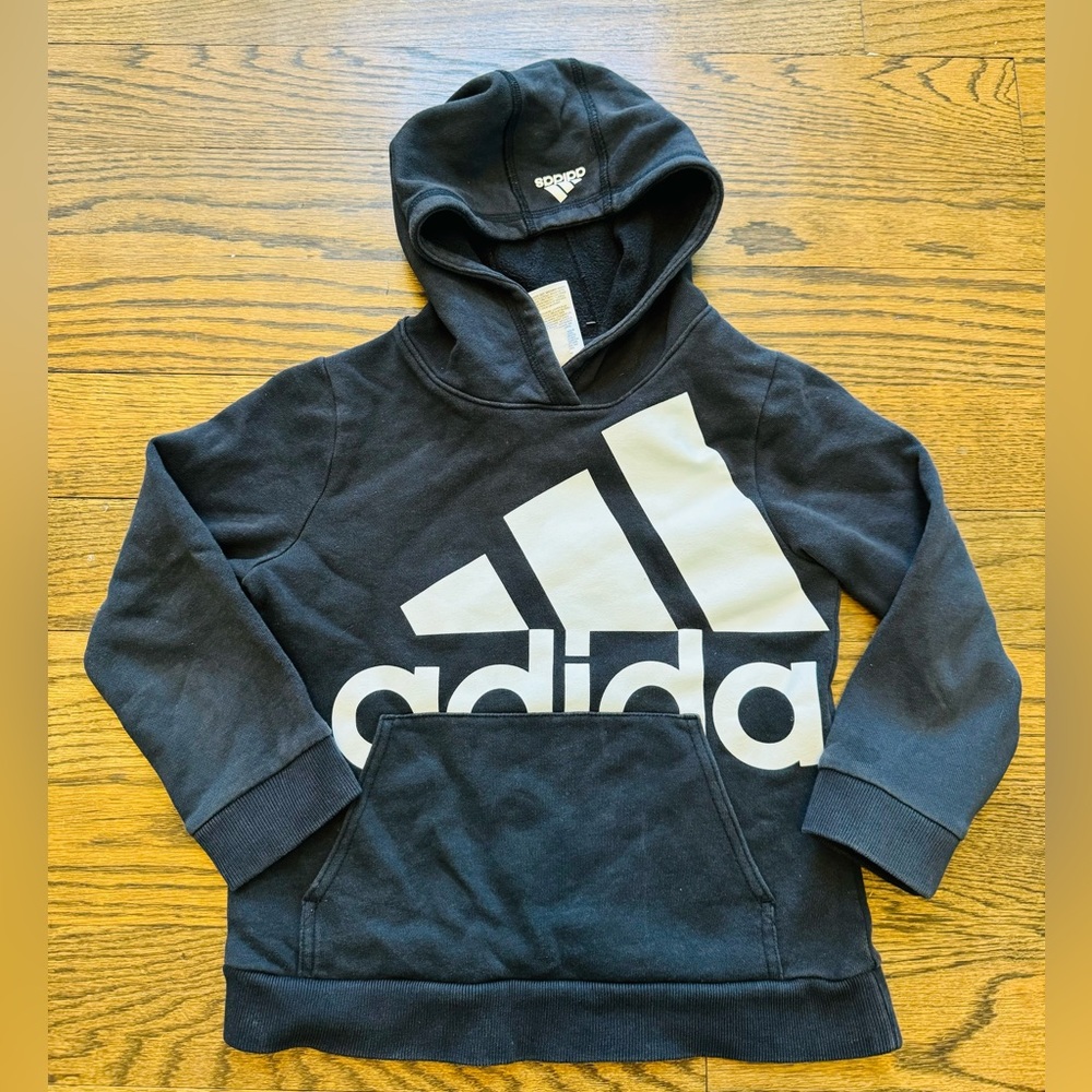 Adidas black hooded sweatshirt, size 5